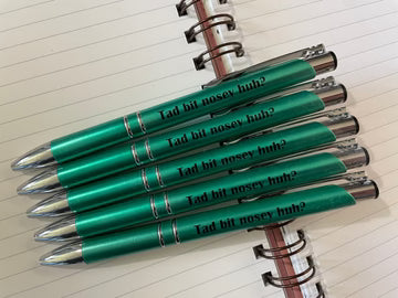 Green pen with black graphics