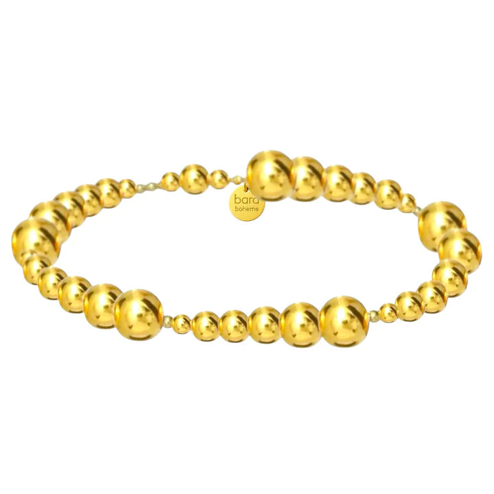 Bara Boheme elegant 14K gold filled beaded bracelet with mixed 2mm, 3mm, 4mm, 5mm, 6mm, 7mm, 8mm beads.