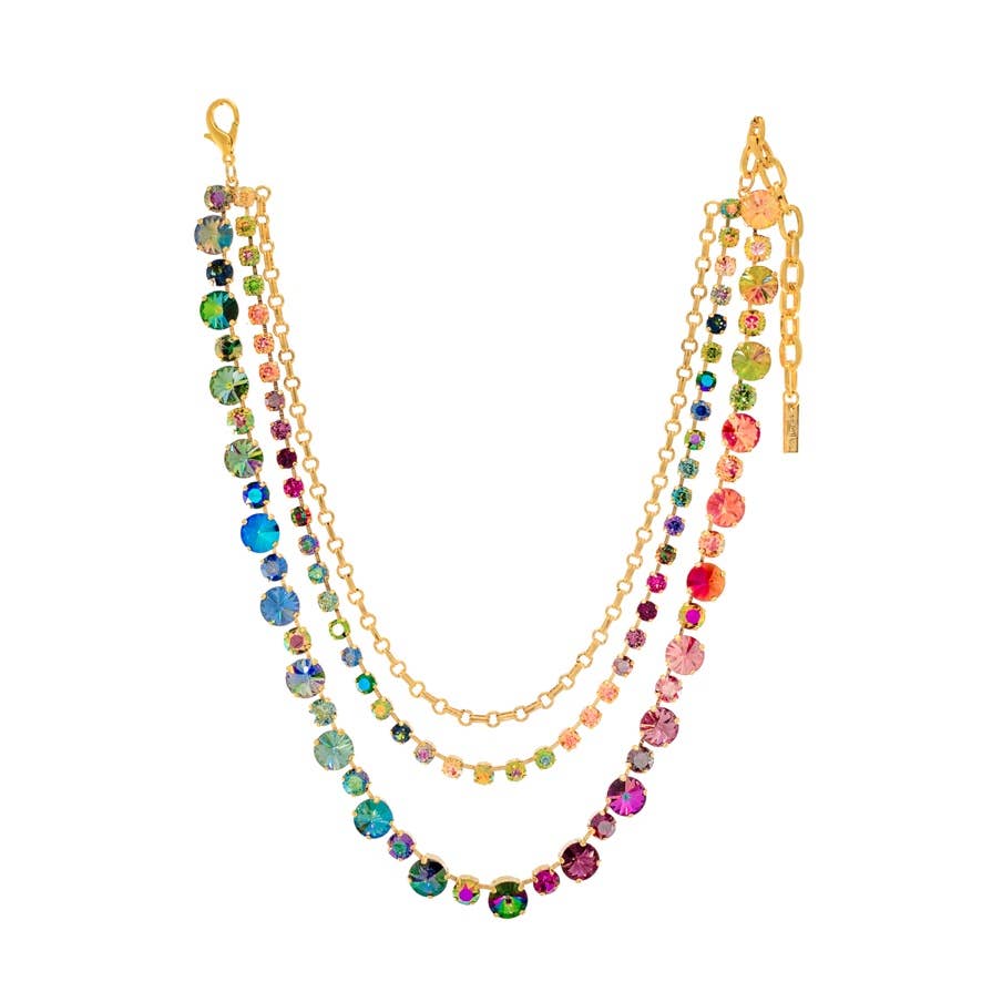 Tova Addy necklace with antique gold-plated brass and sparkling crystal accents.
