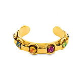 Antique gold Tova cuff bracelet with sparkling crystals and bohemian-inspired details.