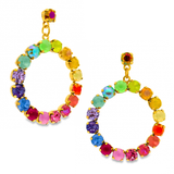 Tova gold-tone earrings with a full circle of vibrant multicolor crystals.