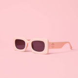 Blush rose sunglasses with trendy lightweight frame and UV400 protection.
