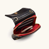 Hammitt VIP Mobile Black/Brushed Gold Red Zip Crossbody