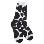 World’s Softest Socks brand black and white geometric patterned crew socks