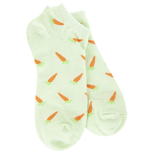 World’s Softest Socks light green ankle socks with orange carrots.