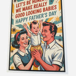 Funny Father’s Day card with family photo and playful message.