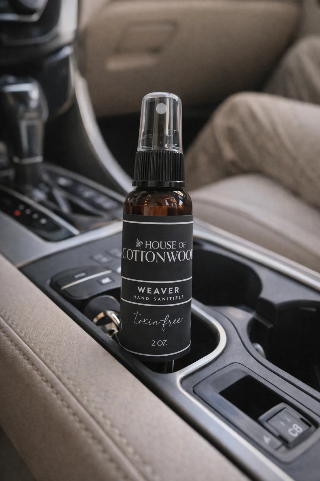 Weaver scented hand sanitizer with smoky woods and smooth musk fragrance.