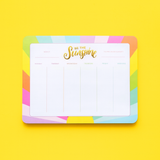 Colorful Be the Sunshine weekly planner pad with gold foil accents.