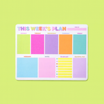 Weekly planner notepad with daily sections, to-do list, and gratitude area.
