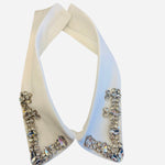 White rhinestone detachable collar with pointed design, layers over tops, sweaters, or dresses.