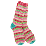 Worlds Softest Socks Holiday Multi with colorful stripes and contrasting toes and heels.
