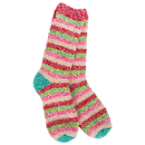 Worlds Softest Socks Holiday Multi with colorful stripes and contrasting toes and heels.