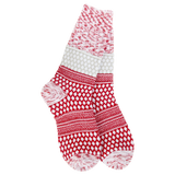 World's Softest Peppermint Multi socks with red and cream Fair Isle-inspired knit pattern.
