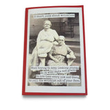 Funny birthday card with vintage photo and cheeky poem about aging and wrinkles.