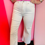 Zenana High-rise cropped white wide leg denim jeans