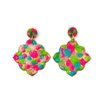 Pink, Turquoise & Green Confetti Dangle Earrings