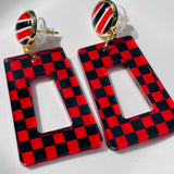 Checkered & Striped Earrings - Red/Black
