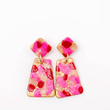 Pink, Red & White Confetti Dangles Earrings