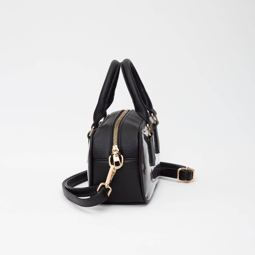 Black Clear Plastic Top Handle Crossbody
