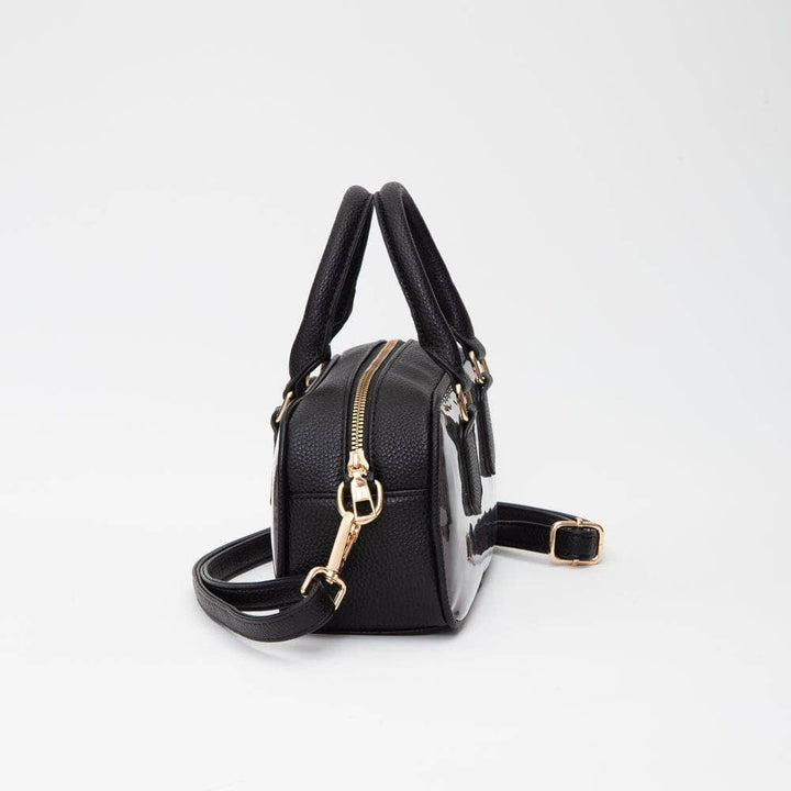 Black Clear Plastic Top Handle Crossbody