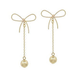 Gold Ribbon Drop Earrings