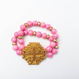 Bright Pink with Jerusalem Cross