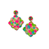 Pink, Turquoise & Green Confetti Dangle Earrings