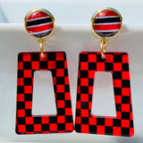 Checkered & Striped Earrings - Red/Black