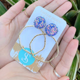 Lavender Glitter Top Hoops