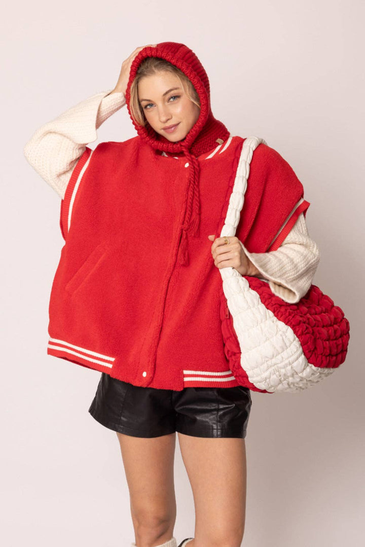 Red Ivory Quilted Puffer Bag