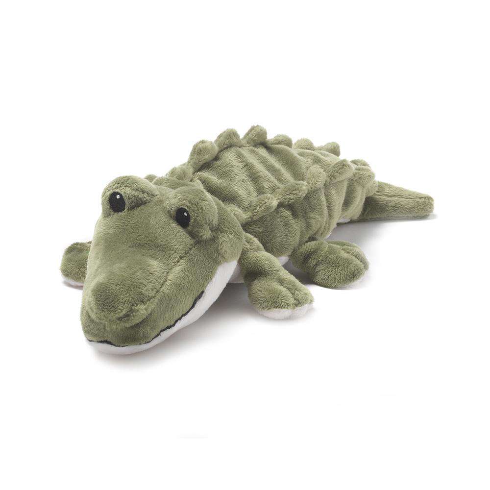 Warmies Green alligator plush toy. 