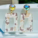 Neutral Camo Crystal Stud Earrings
