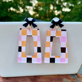 Halloween Checkered Acrylic Earrings