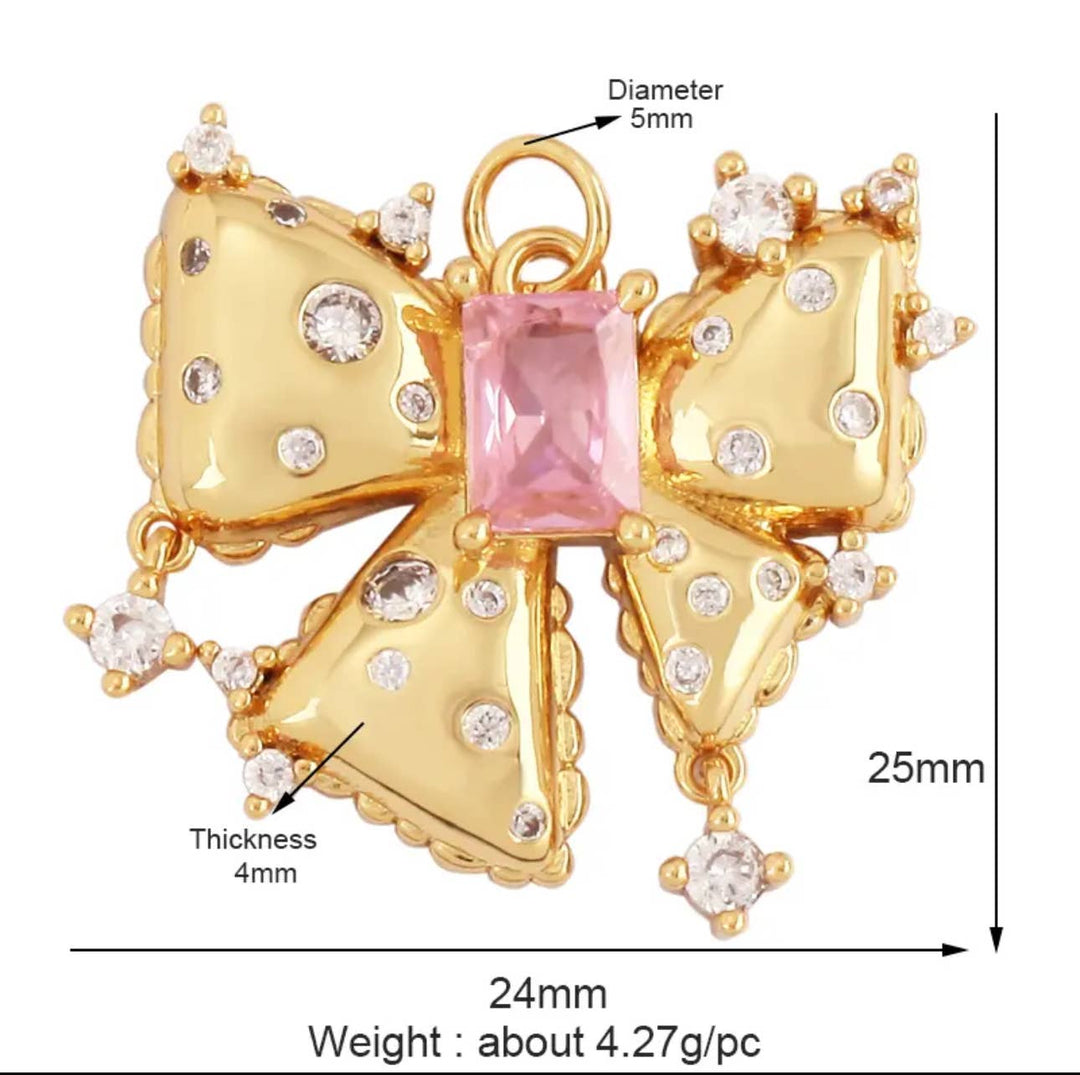 Pink Pave Bow Charm