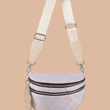 Beige Checkered Double Zip Bum Bag