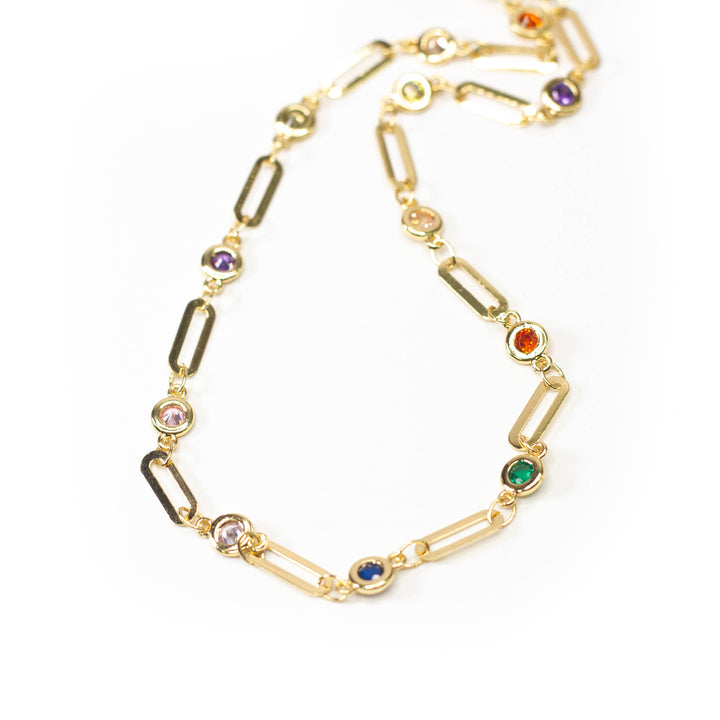 CZ Chain Link Gold Necklace