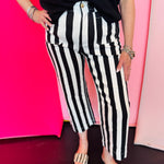 black and white striped cropped pants