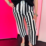 black and white striped cropped pants