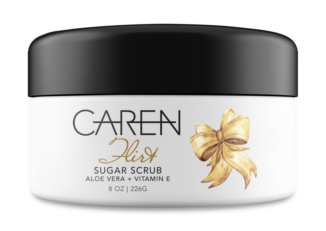 A jar of "Flirt" sugar scrub. 