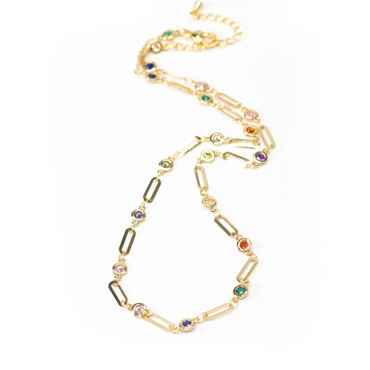 CZ Chain Link Gold Necklace