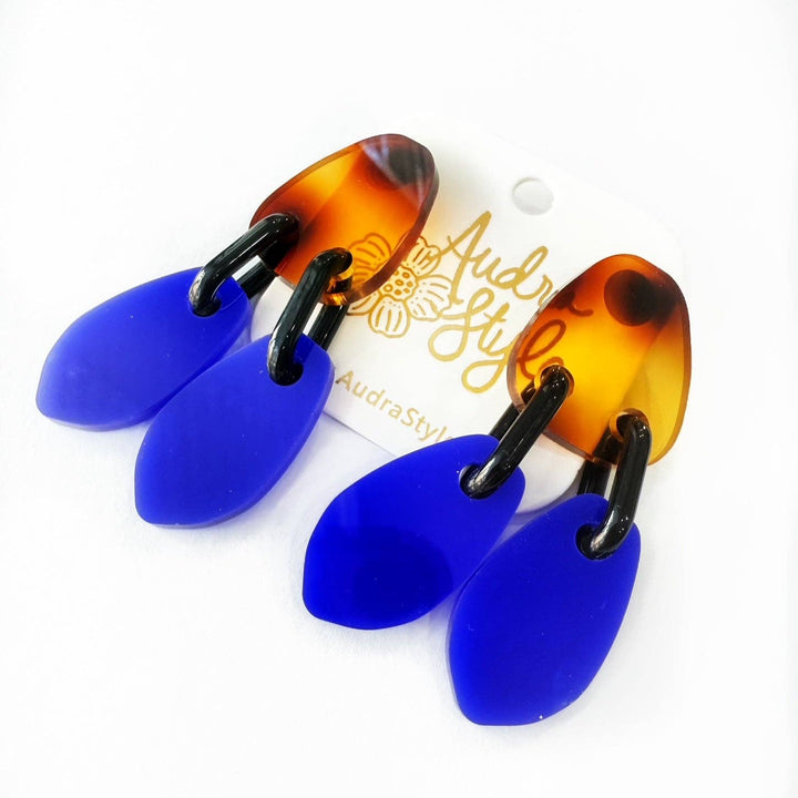 Amelia Tortoise Cobalt Blue Earrings