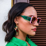 Tribe + Temple Pink Leopard Deco Sunglasses