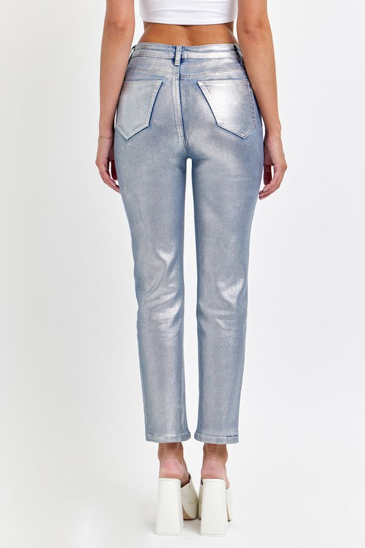 Metallic High Rise Jeans