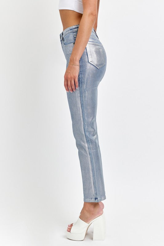 Metallic High Rise Jeans