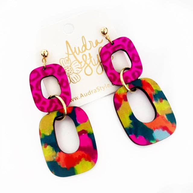 Colorful Bold Link Earrings from Audra Style