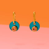 Deep Blue Deco Glam Medallion Oval Hoops