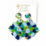 Multi-Blues Confetti Dangle Earrings