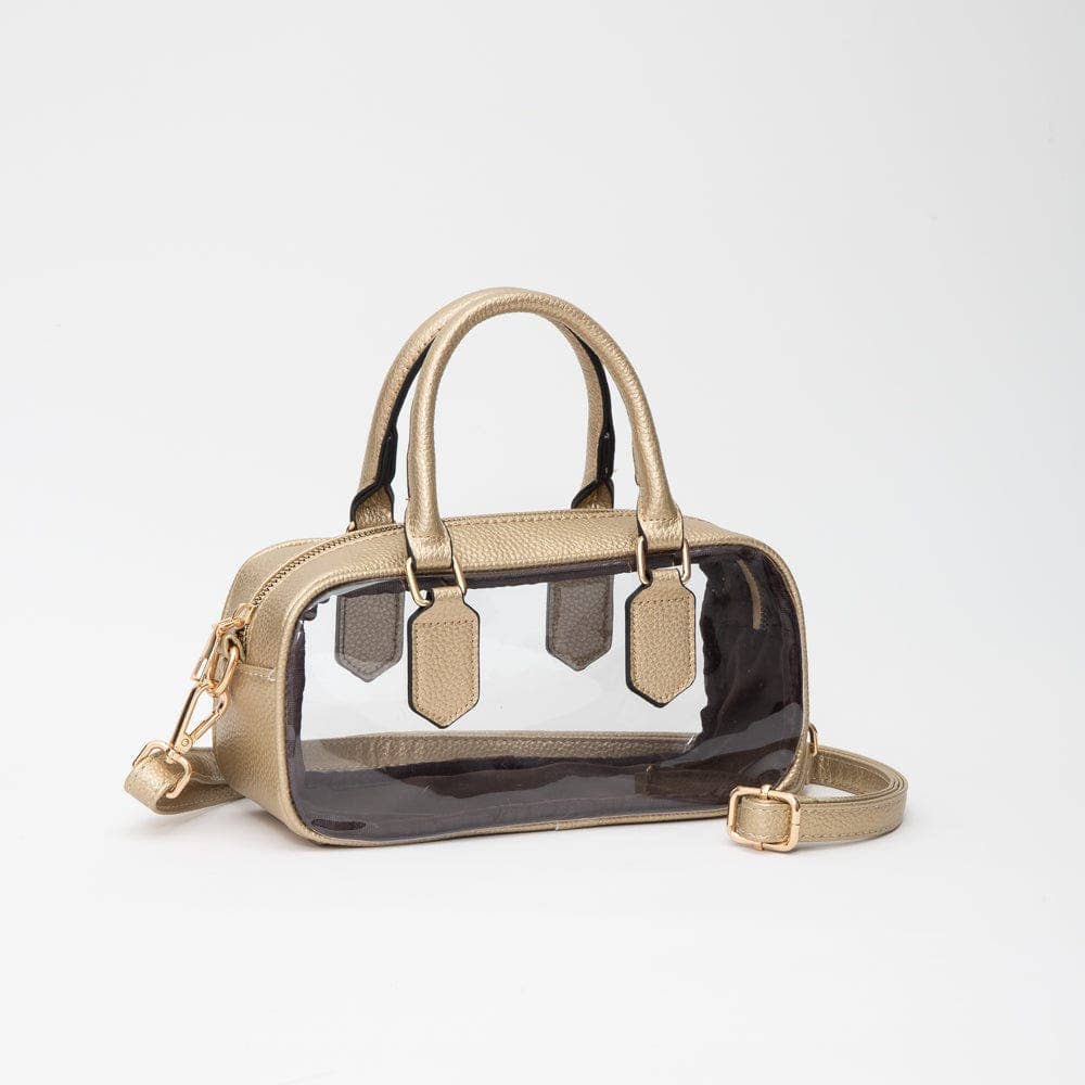 Gold Clear Plastic Top Handle Crossbody