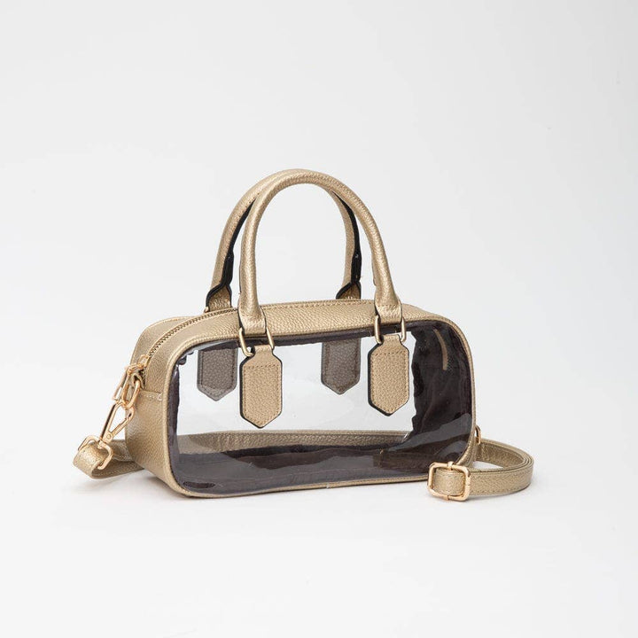 Gold Clear Plastic Top Handle Crossbody