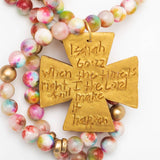 Pink Candy Jade with Anna Cross Necklace